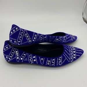 Nine West cobalt blue rhinestone pointed flats
